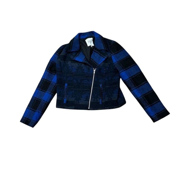 Jack by BB‎ Dakota Women's Blue Plaid Cropped Jacket Size M - Picture 2 of 7